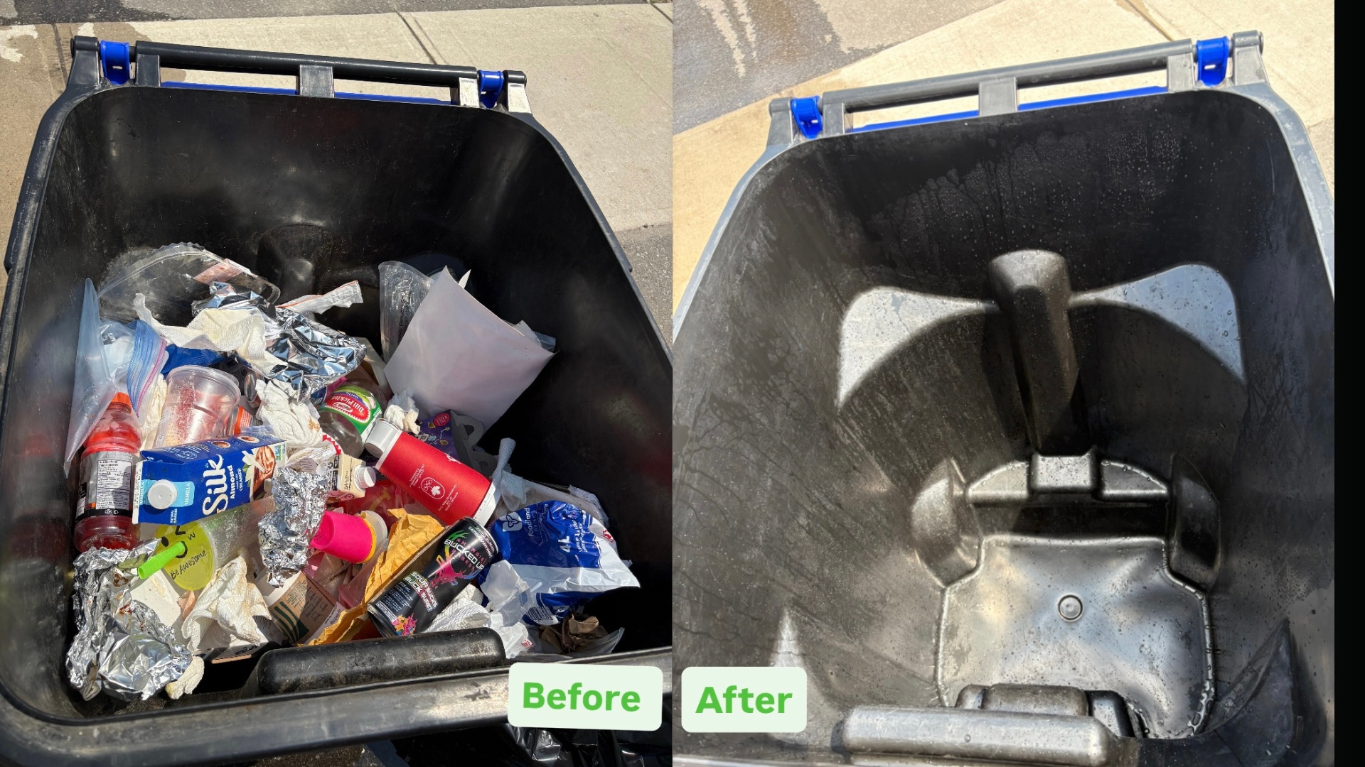 Bin cleaning before and after example 3